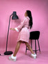 Fluffy Robe with Cable Knit Pattern - PINK